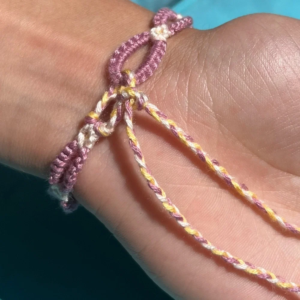 Handmade matching pack woven Daisy chain friendship bracelets purple yellow